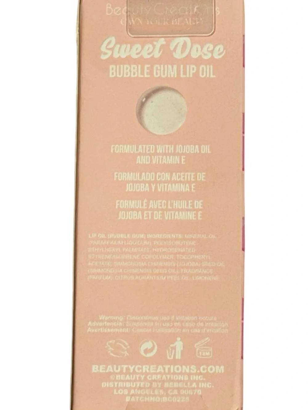 Beauty Creations Sweet Dose Bubble Gum Lip Oil Pink Gloss